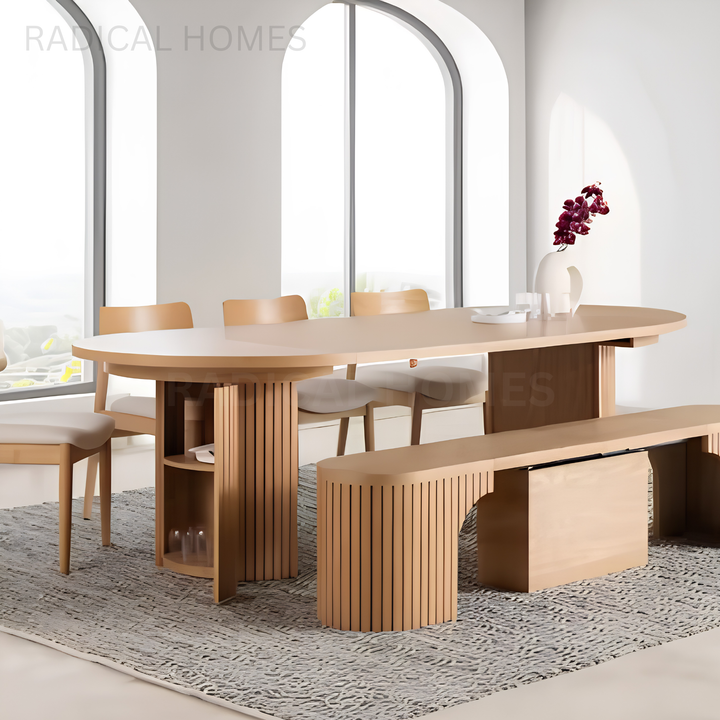 ALMIRA Modern Extendable Solid Wood Dining Table