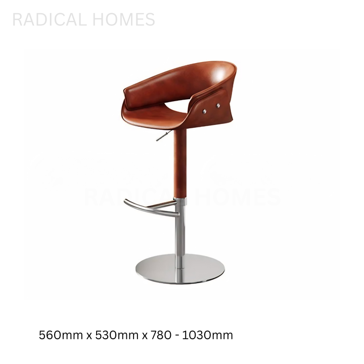 PUDRA Modern Adjustable Leather Bar Stool - Radical Homes Singapore