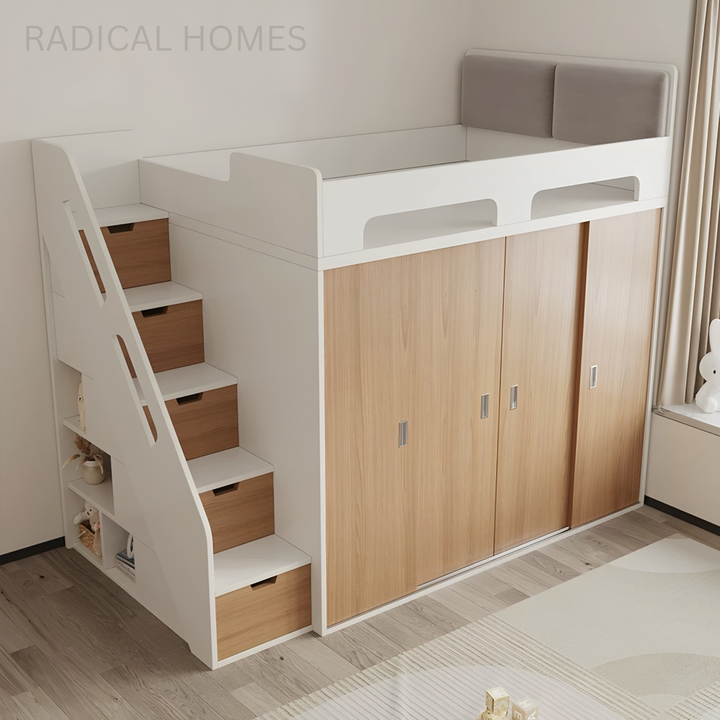 TORVANI Modern Wardrobe Storage Bedframe - Radical Homes Singapore