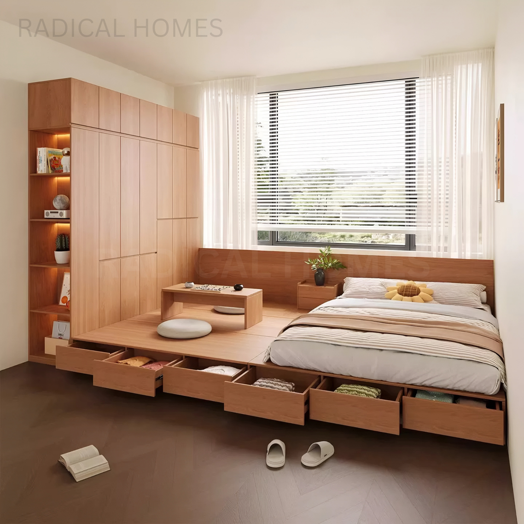 PITON Japanese Platform Bedframe & Wardrobe