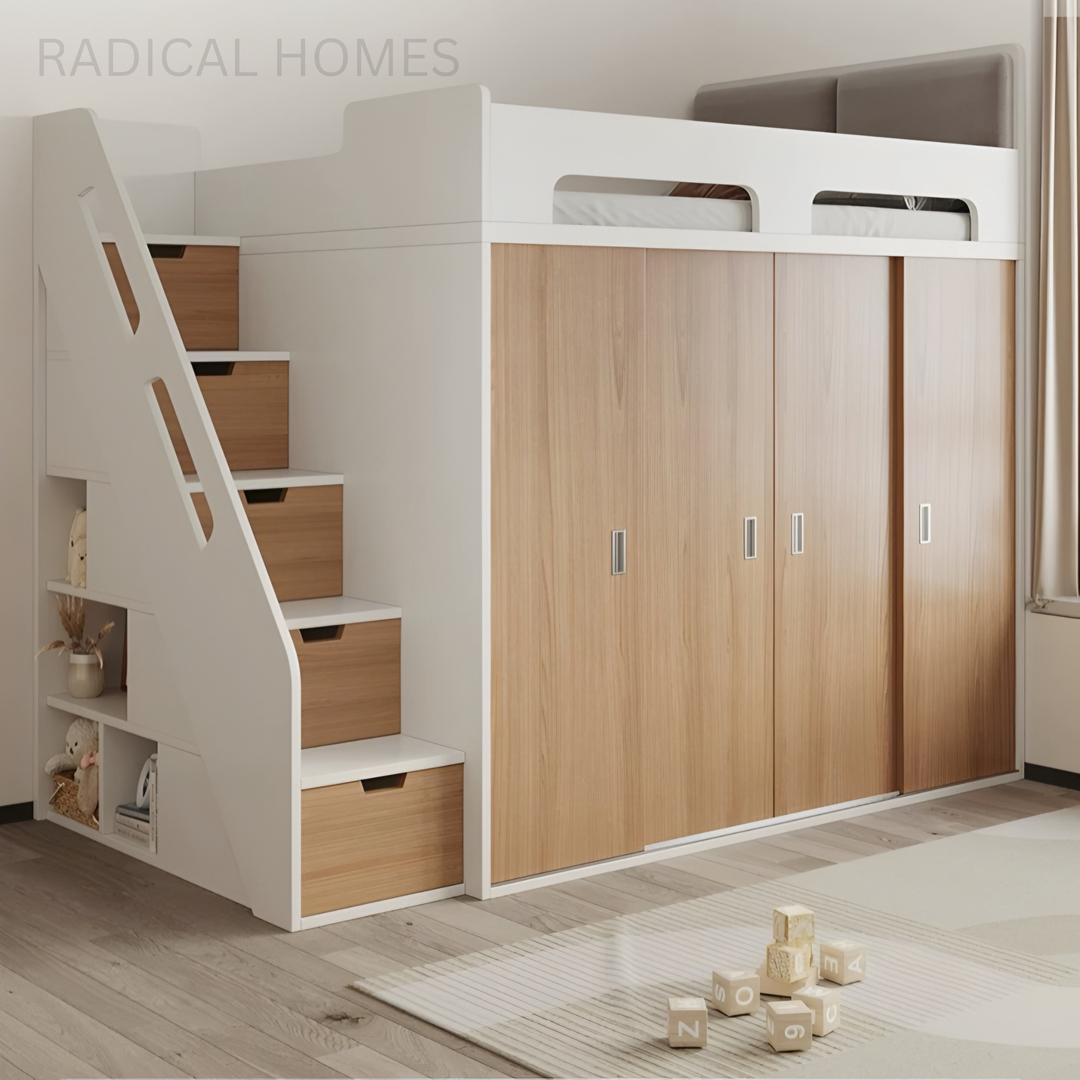 TORVANI Modern Wardrobe Storage Bedframe - Radical Homes Singapore