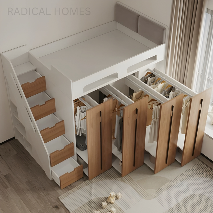 TORVANI Modern Wardrobe Storage Bedframe - Radical Homes Singapore