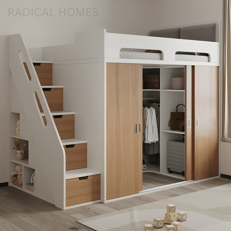 TORVANI Modern Wardrobe Storage Bedframe - Radical Homes Singapore