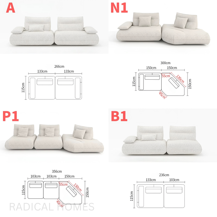 CUDS Modern Electric Boucle Sofa - Radical Homes Singapore