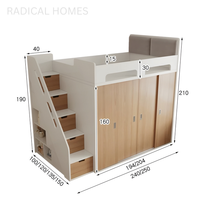 TORVANI Modern Wardrobe Storage Bedframe - Radical Homes Singapore