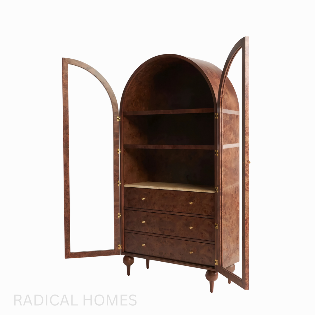 BRIAROSE Vintage Mappa Burl Display Cabinet