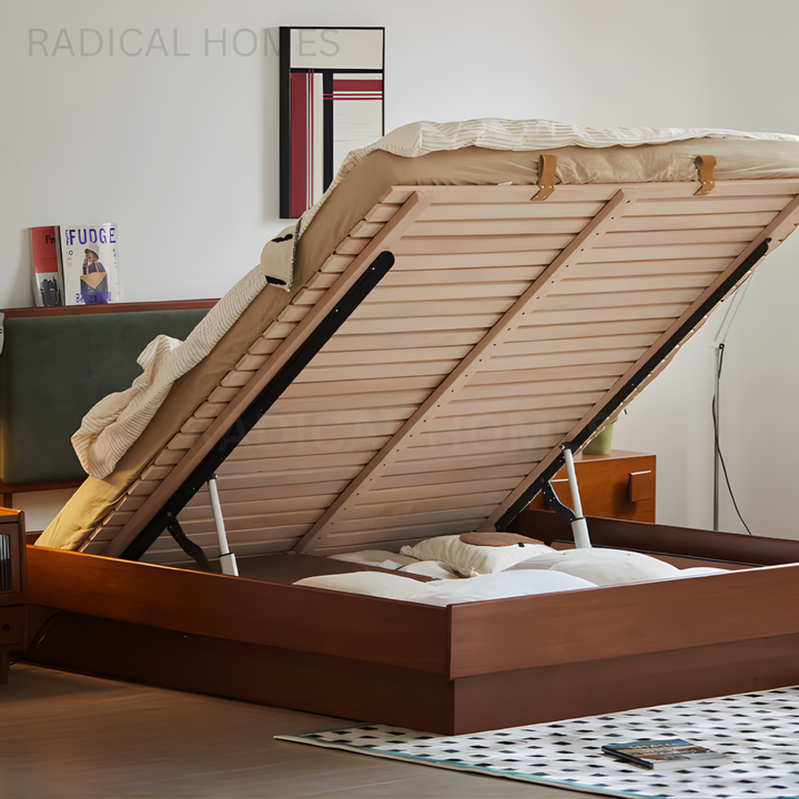 ORPI Modern Electric Solid Wood Storage Bedframe - Radical Homes Singapore