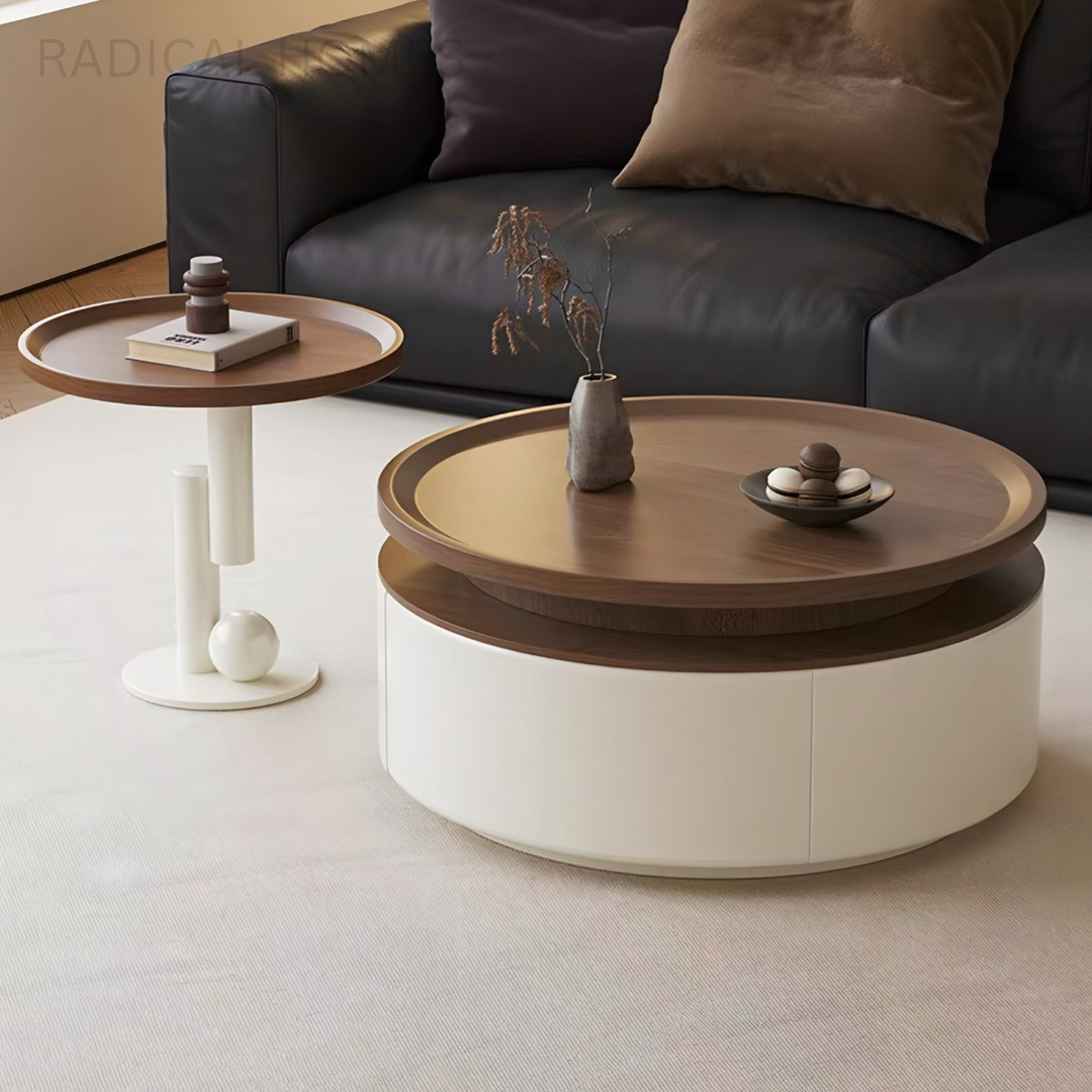 ARVION Modern Round Storage Coffee Table