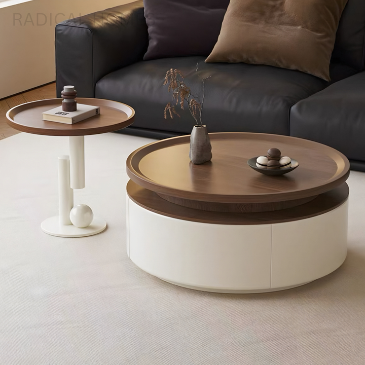 ARVION Modern Round Storage Coffee Table