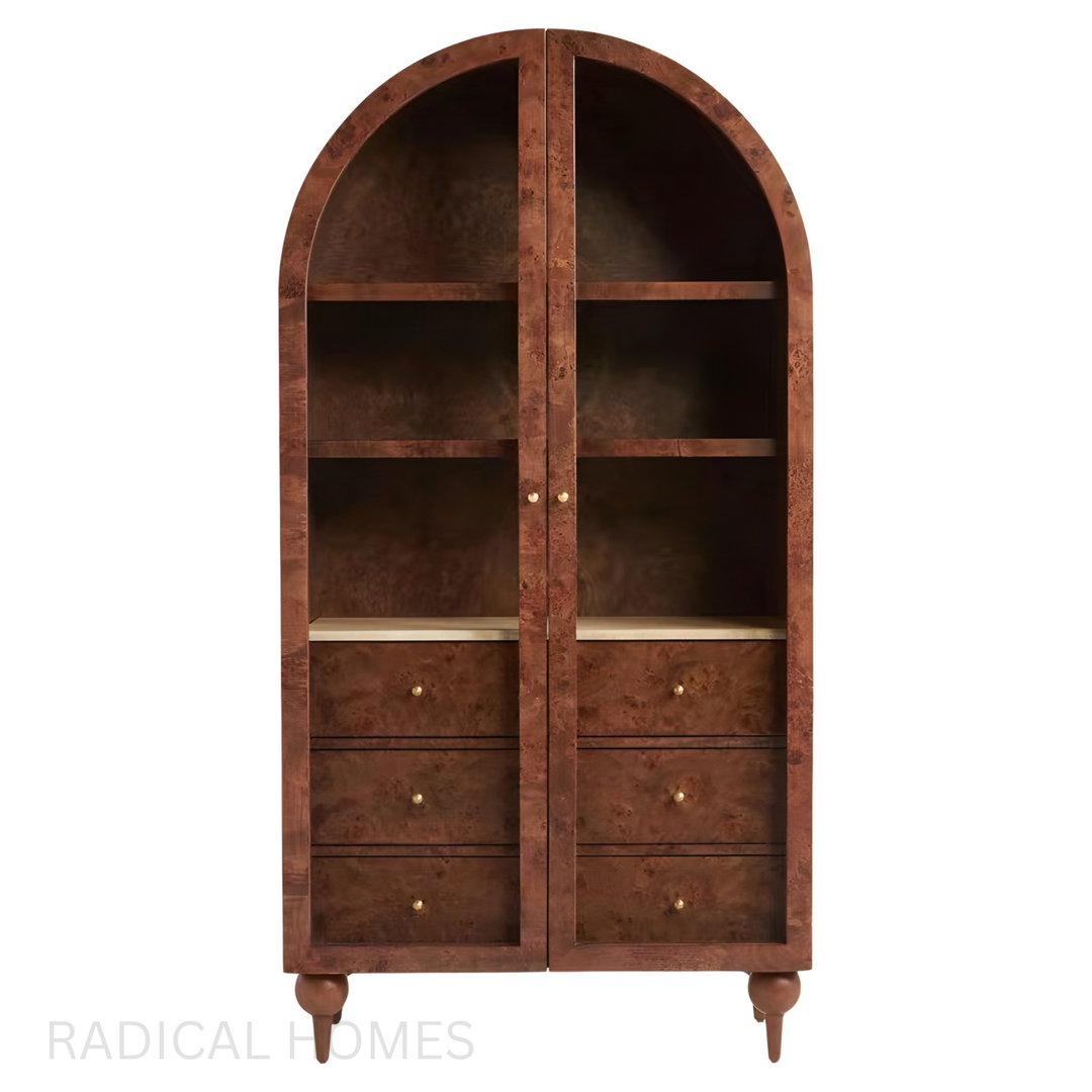 BRIAROSE Vintage Mappa Burl Display Cabinet