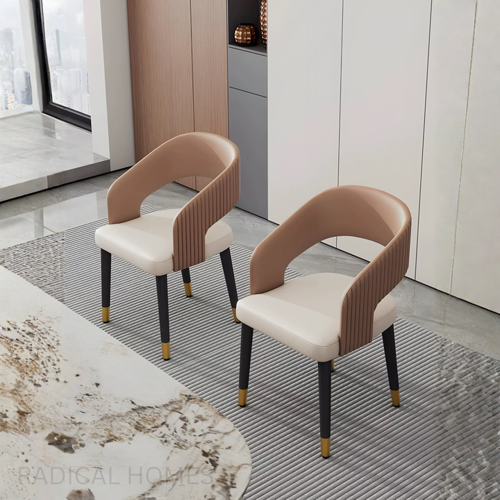 ELARA Modern Leather Dining Chair - Radical Homes Singapore