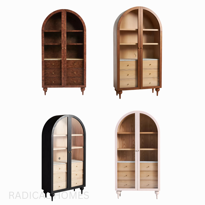 BRIAROSE Vintage Mappa Burl Display Cabinet