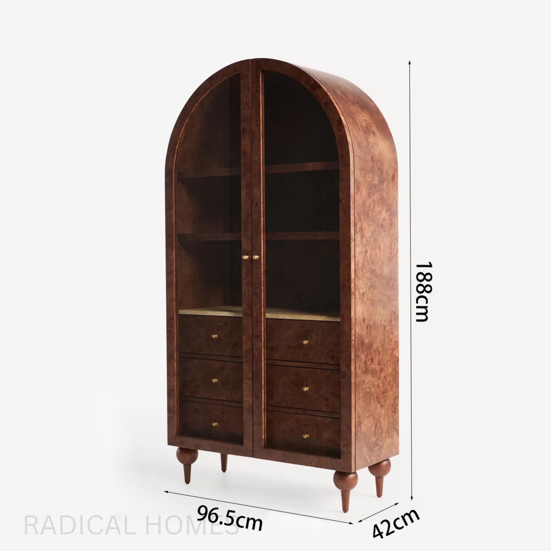 BRIAROSE Vintage Mappa Burl Display Cabinet