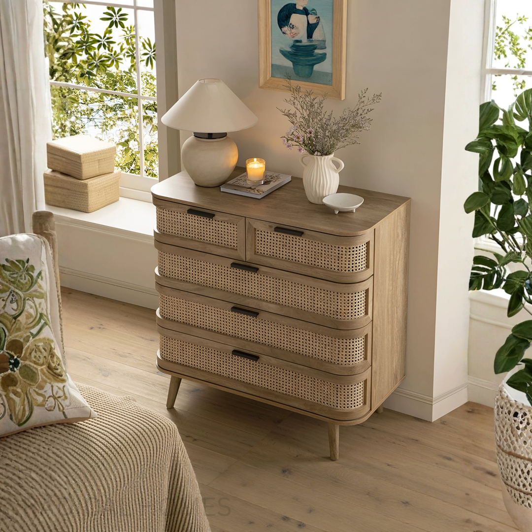 CALDERA Vintage Rattan Chest Of Drawer