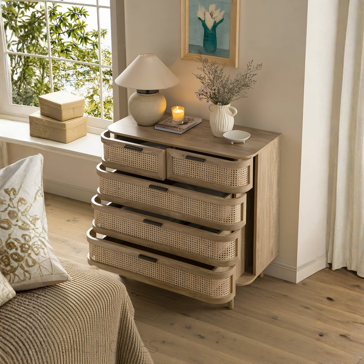 CALDERA Vintage Rattan Chest Of Drawer