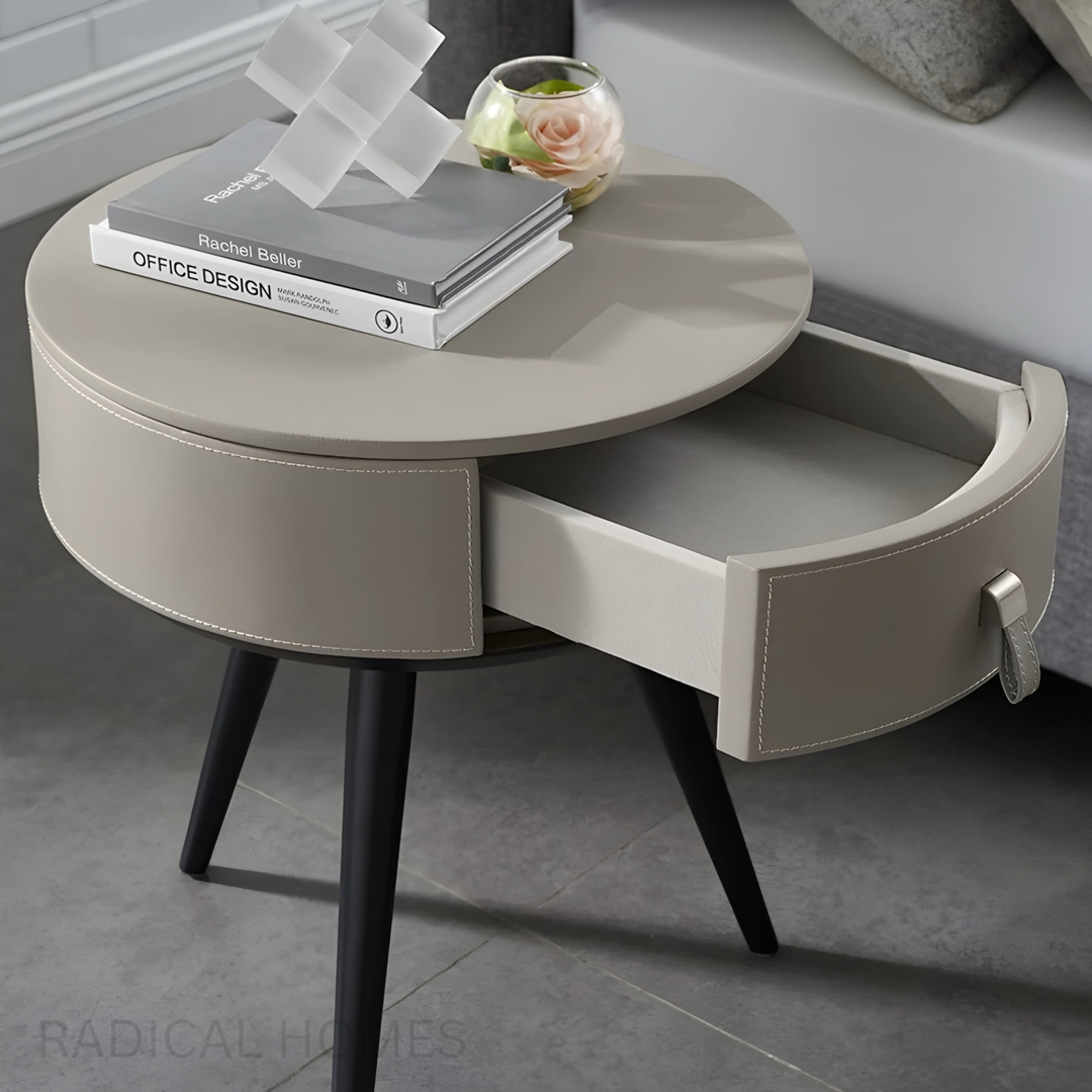 ORBIA Minimalist Round Storage Bedside Table