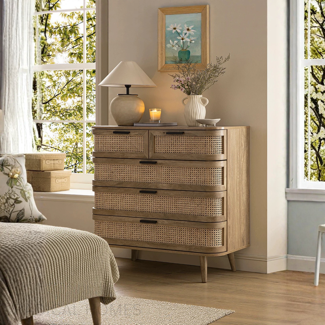 CALDERA Vintage Rattan Chest Of Drawer