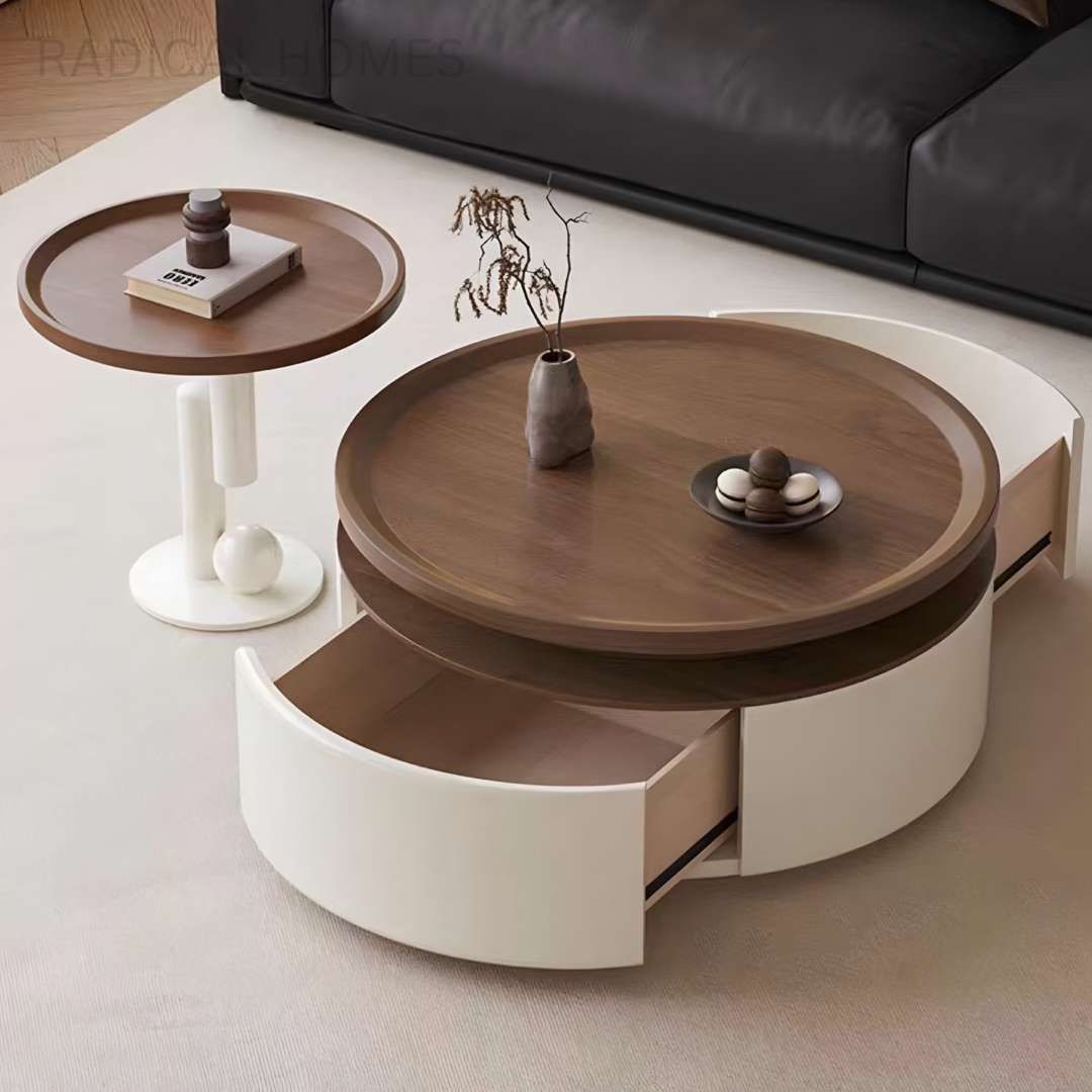 ARVION Modern Round Storage Coffee Table