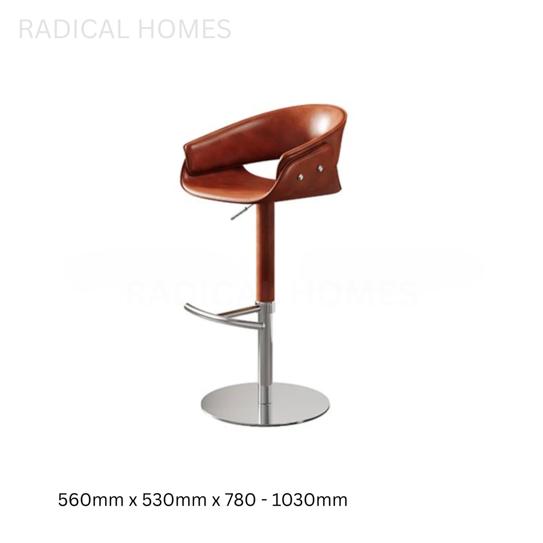 PUDRA Modern Adjustable Leather Bar Stool - Radical Homes Singapore