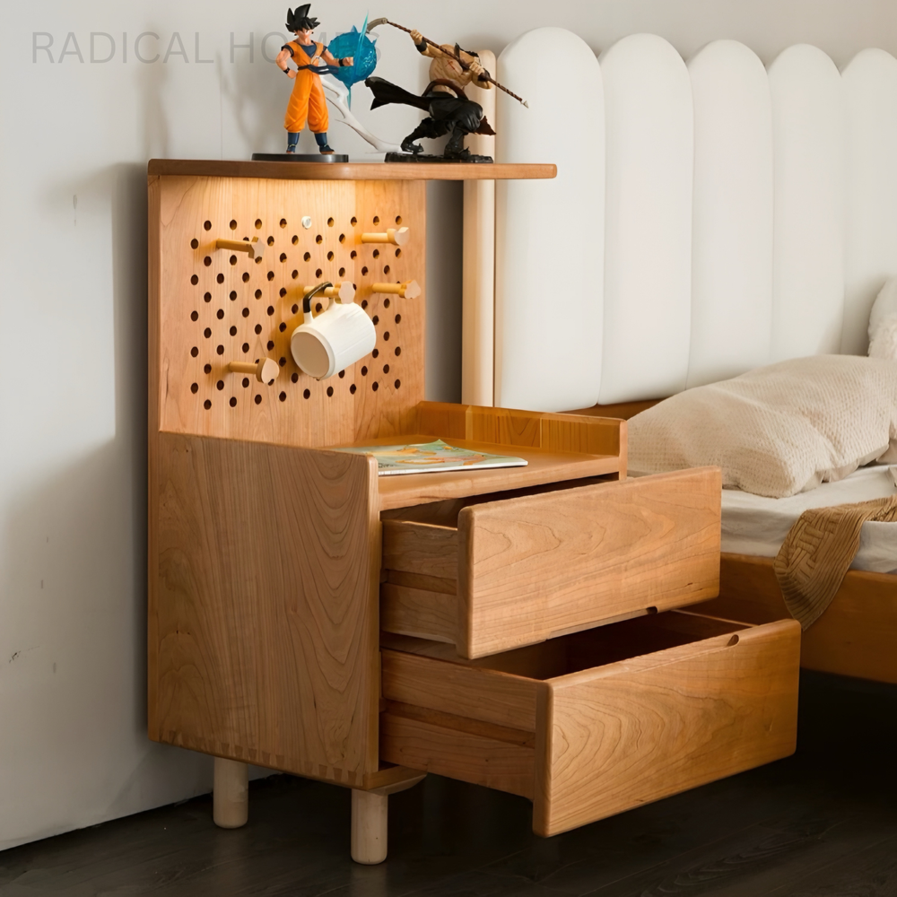 AUREX Japandi Solid Wood Bedside Table - Radical Homes Singapore