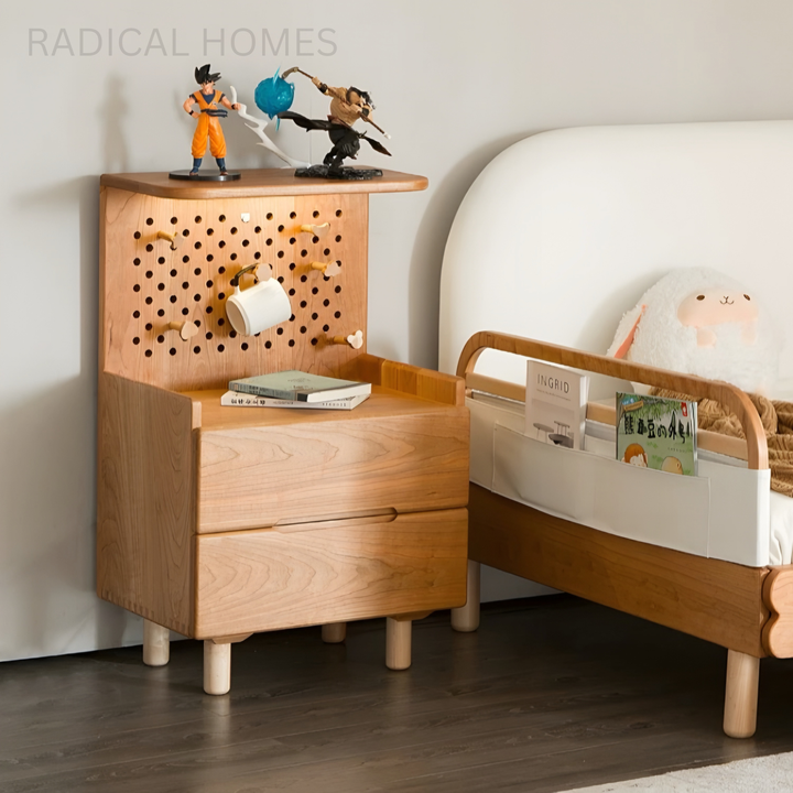 AUREX Japandi Solid Wood Bedside Table - Radical Homes Singapore
