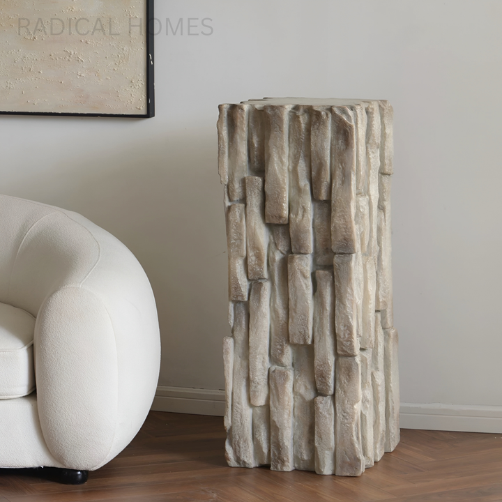 VALTORI Modern Stone Sculptural Pedestal - Radical Homes Singapore
