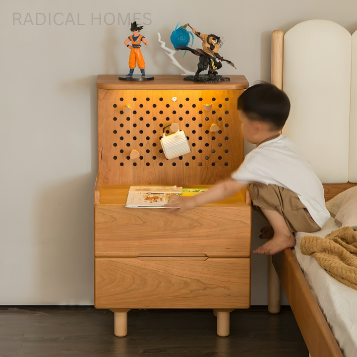 AUREX Japandi Solid Wood Bedside Table - Radical Homes Singapore