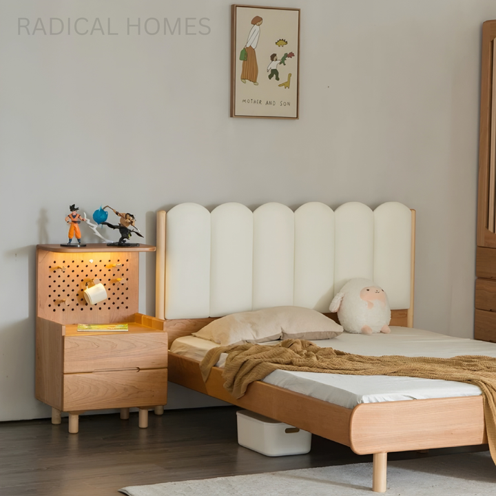 AUREX Japandi Solid Wood Bedside Table - Radical Homes Singapore