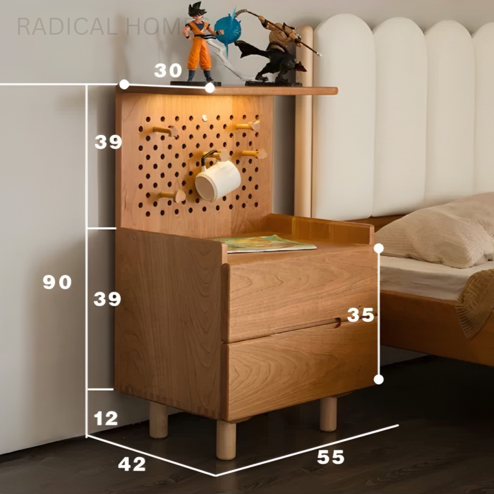 AUREX Japandi Solid Wood Bedside Table - Radical Homes Singapore
