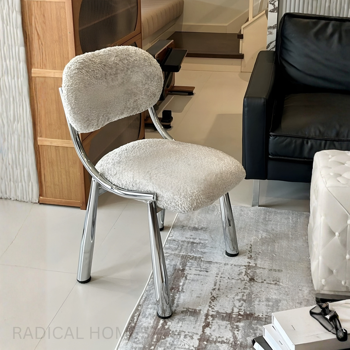 LENIIE Modern Boucle / Leather Dining Chair