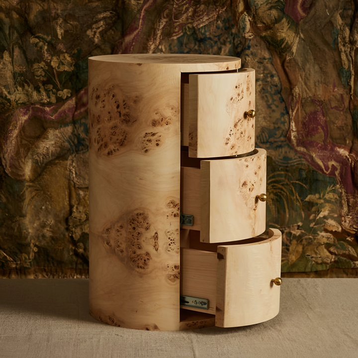 BELVINO Mappa Burl Bedside Table - Radical Homes Singapore