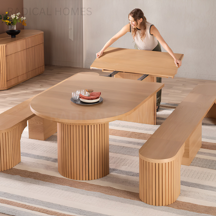 ALMIRA Modern Extendable Solid Wood Dining Table