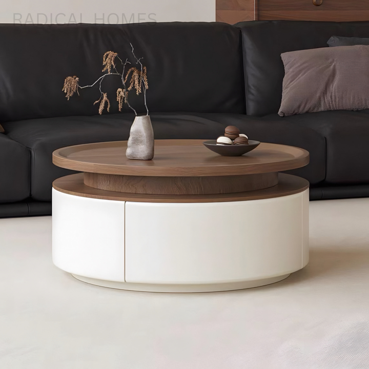ARVION Modern Round Storage Coffee Table
