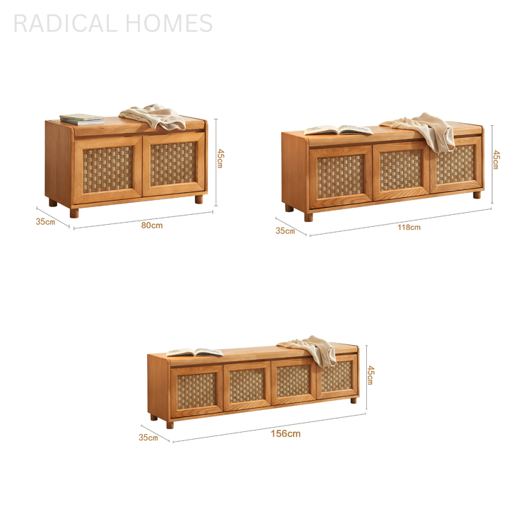 ELMWICK Rustic Solid Wood Storage Bench - Radical Homes Singapore