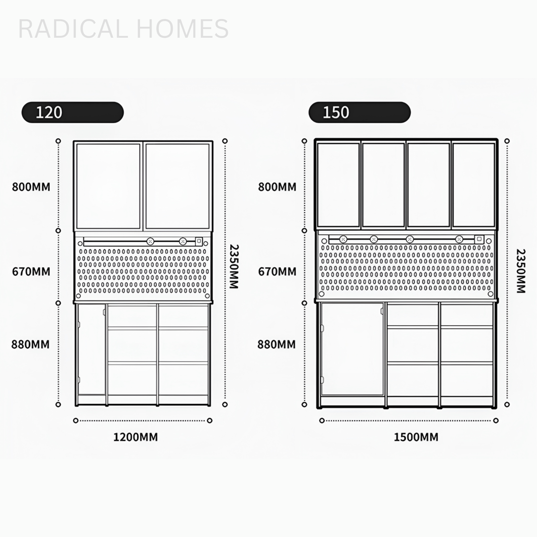 VIONA Modern Solid Wood Full Height Sideboard - Radical Homes Singapore