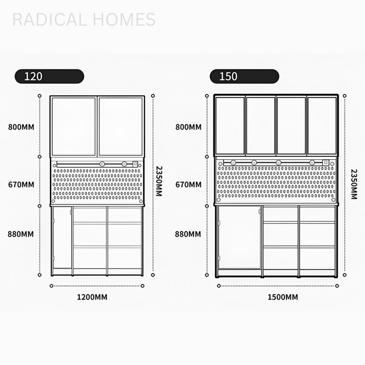 VIONA Modern Solid Wood Full Height Sideboard - Radical Homes Singapore