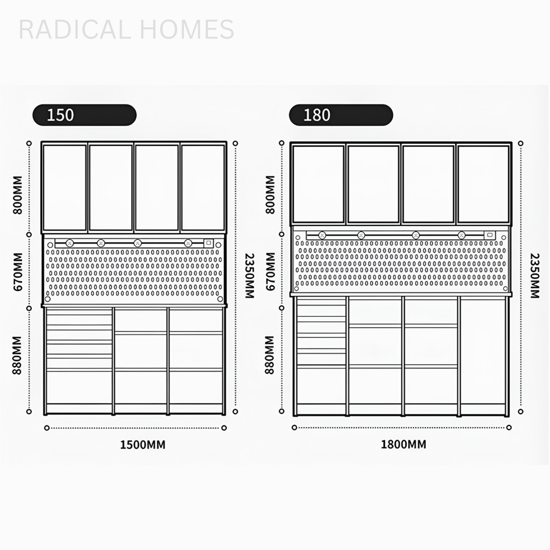 VIONA Modern Solid Wood Full Height Sideboard - Radical Homes Singapore