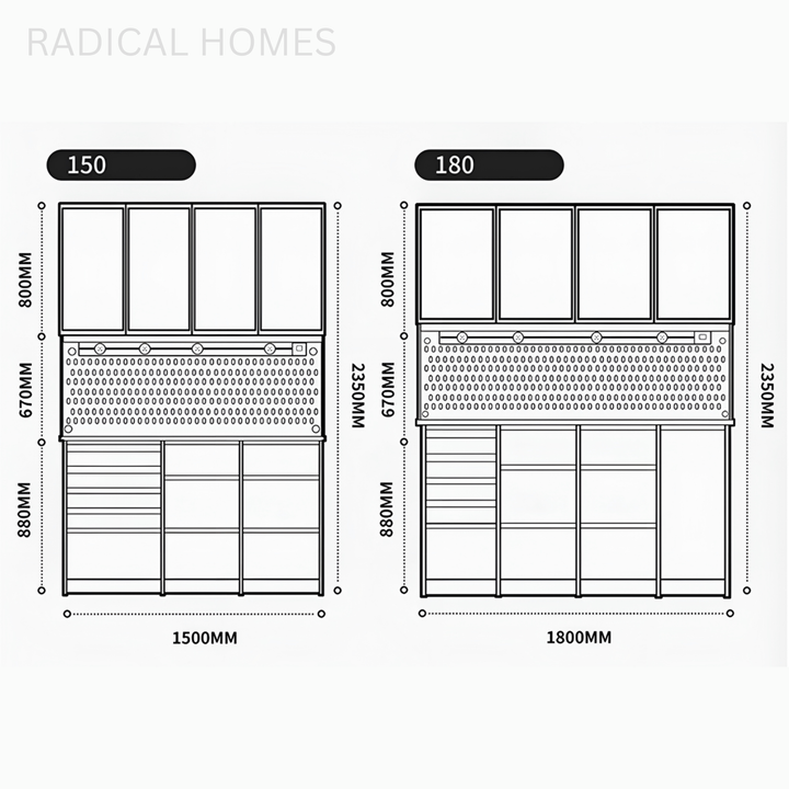 VIONA Modern Solid Wood Full Height Sideboard - Radical Homes Singapore