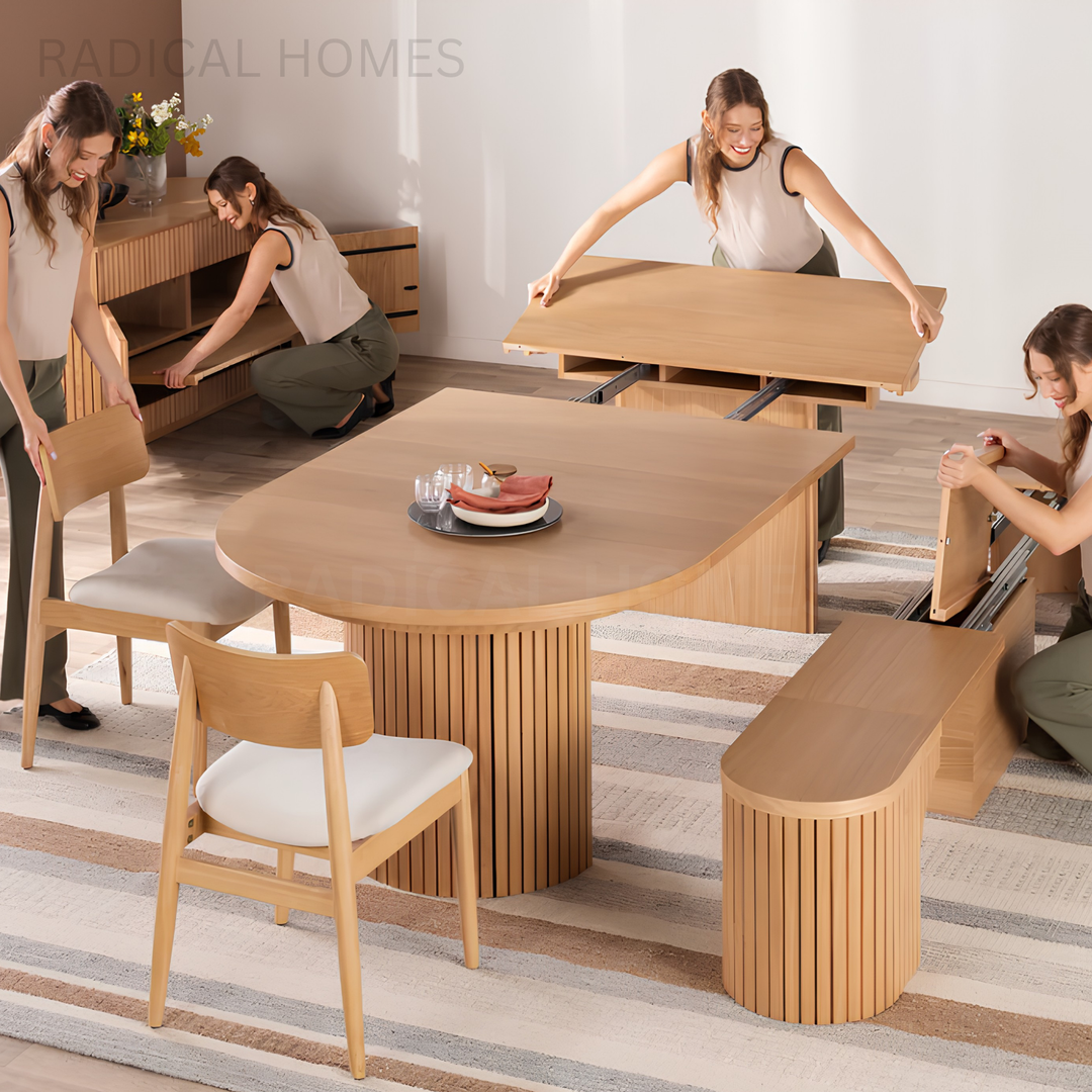 ALMIRA Modern Extendable Solid Wood Dining Table