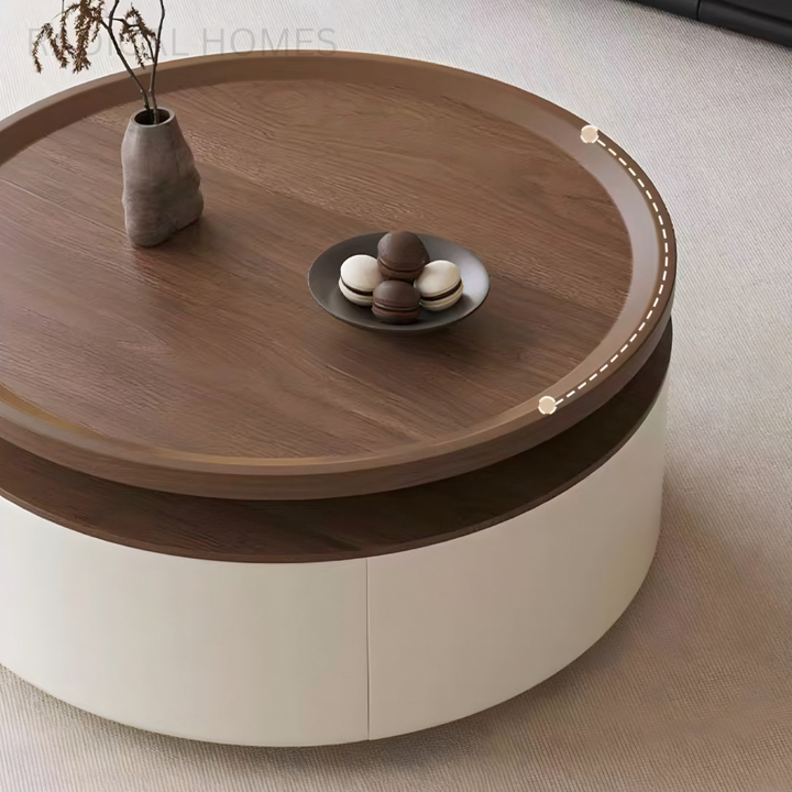 ARVION Modern Round Storage Coffee Table
