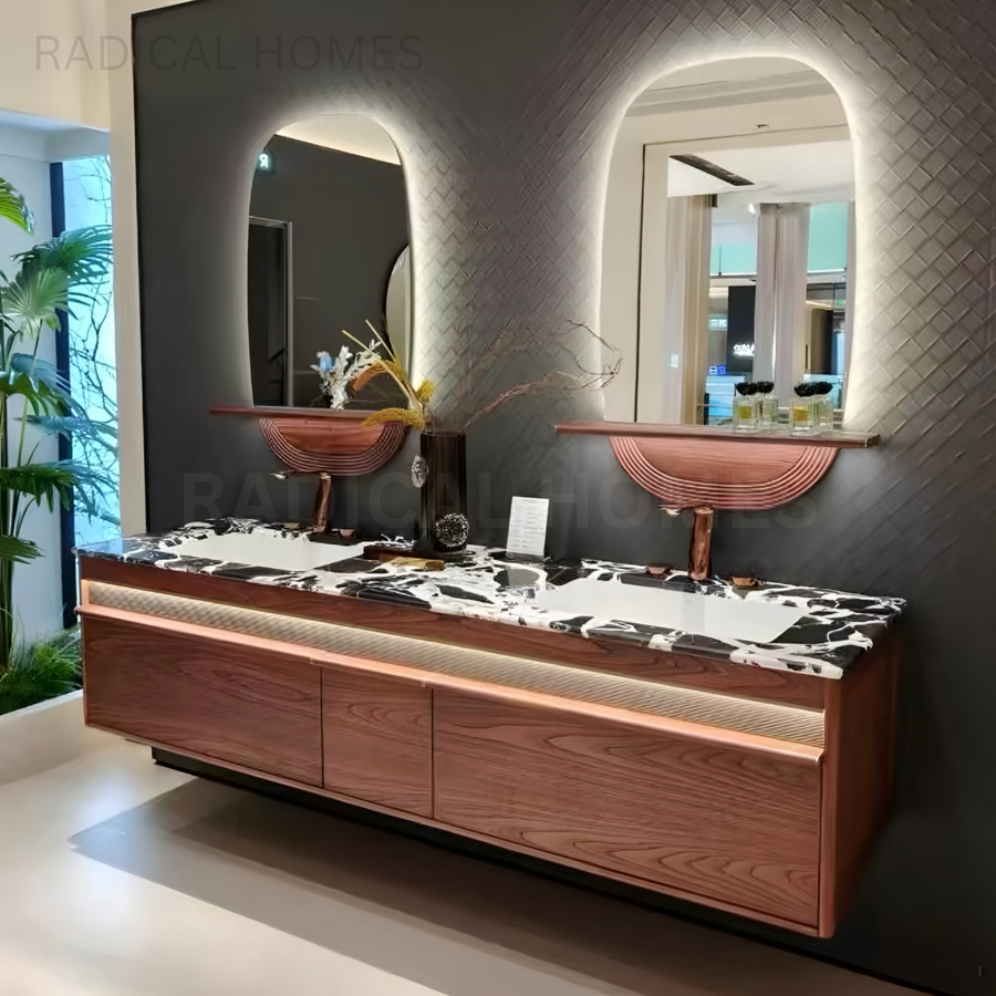 ORLANTE Modern Heritage Marble Twin Vanity Set - Radical Homes Singapore