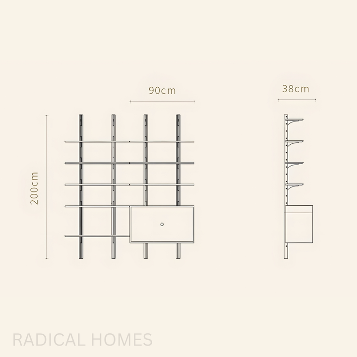 CAPO Modern Solid Wood Wall Mounted Shelf