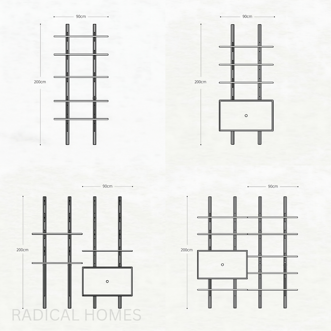 CAPO Modern Solid Wood Wall Mounted Shelf