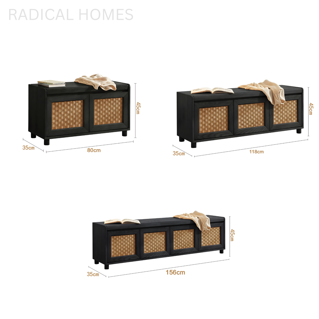 ELMWICK Rustic Solid Wood Storage Bench - Radical Homes Singapore