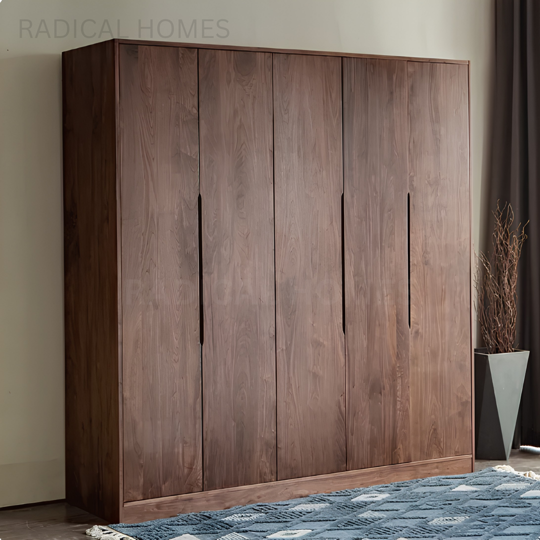 AOMI Modern Black Walnut Wood Wardrobe