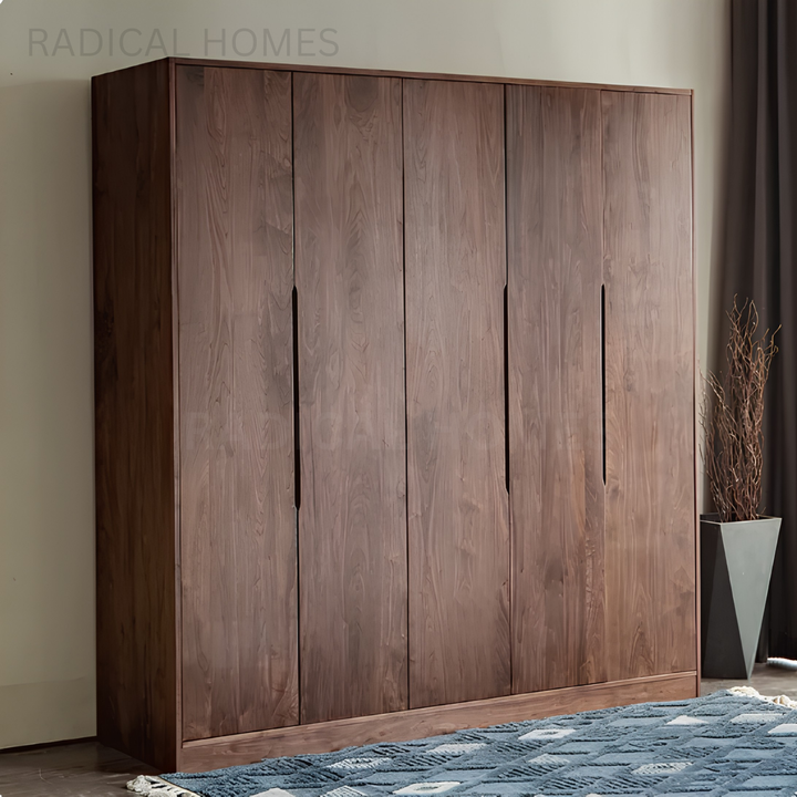 AOMI Modern Black Walnut Wood Wardrobe