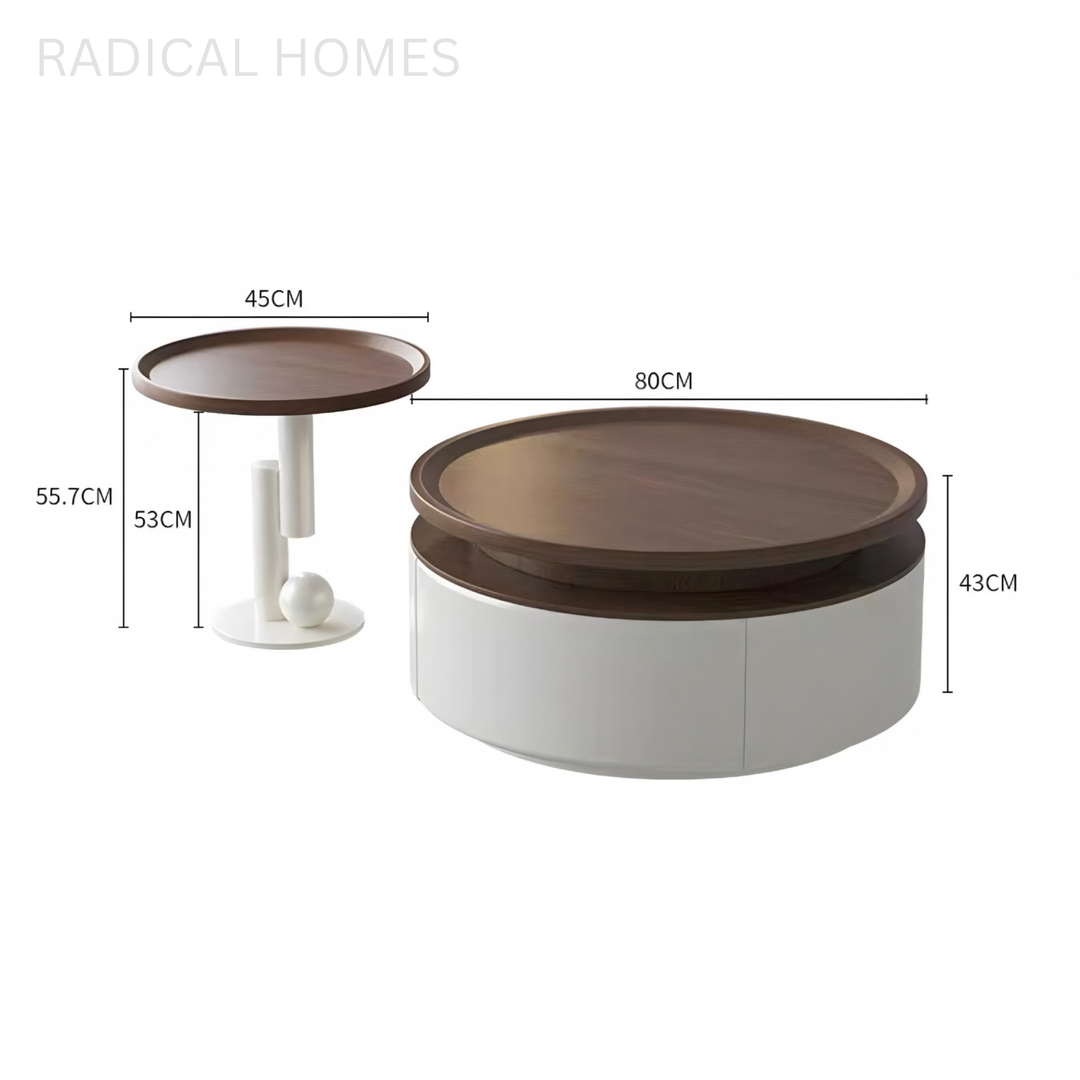 ARVION Modern Round Storage Coffee Table