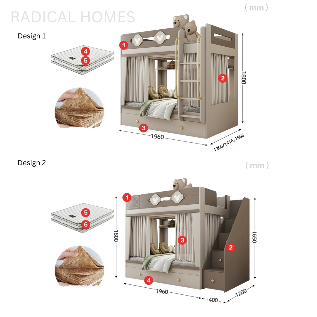 ELVORI Modern Double Decker Bedframe - Radical Homes Singapore