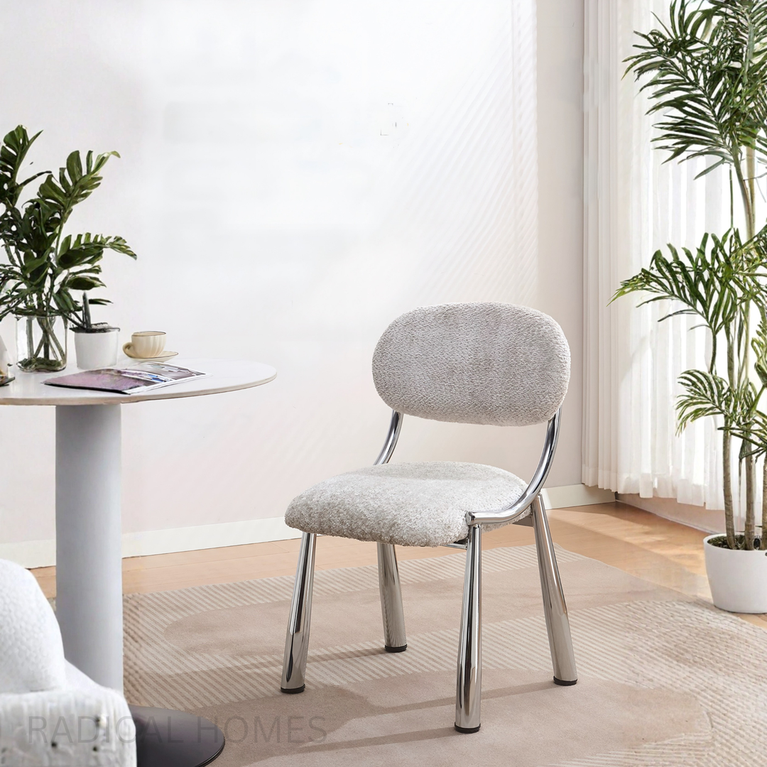 LENIIE Modern Boucle / Leather Dining Chair