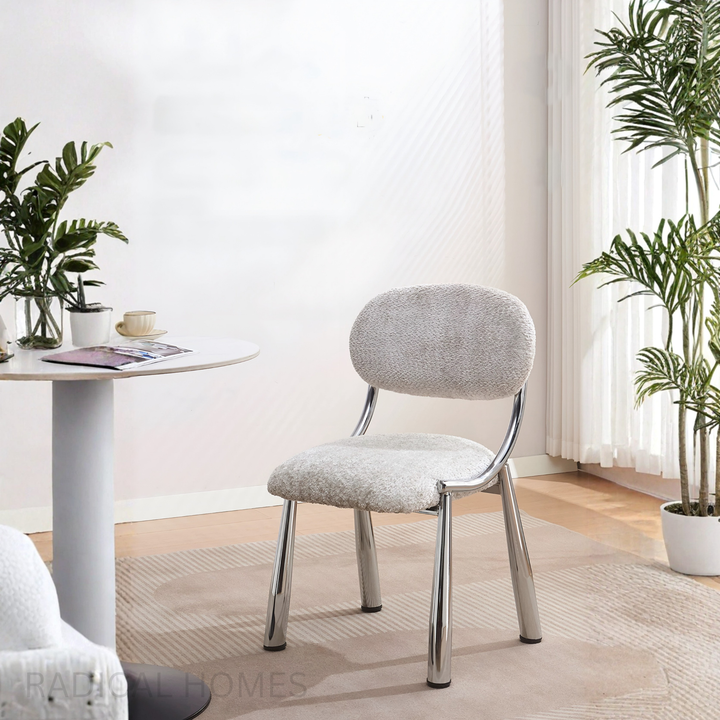 LENIIE Modern Boucle / Leather Dining Chair